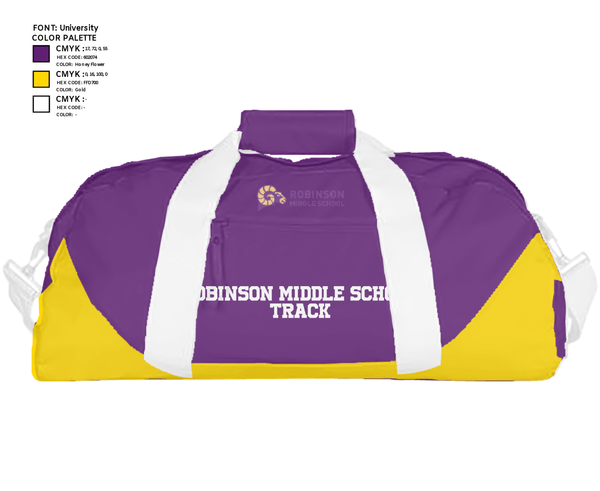 Duffle Bag, Robinson Middle School Track, Track & Field, Teamtime, Team time, sublimation, custom sports apparel, team uniforms, spirit wear, spiritwear, sports uniforms, custom shirts, team store, custom team store, fundraiser sports, apparel fundraiser