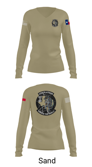 Women's Long Sleeve Vneck Shirt, 90th ASB B co 4Th Platoon, Army, Teamtime, Team time, sublimation, custom sports apparel, team uniforms, spirit wear, spiritwear, sports uniforms, custom shirts, team store, custom team store, fundraiser sports, apparel fundraiser