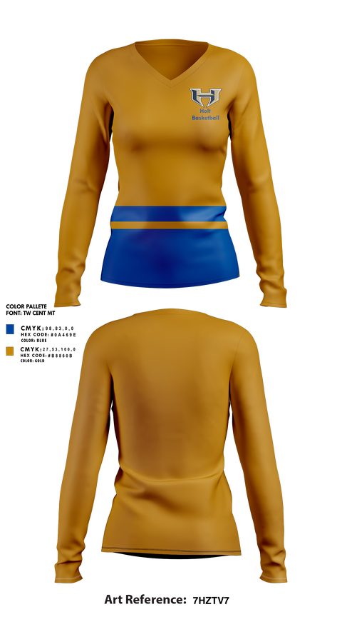Womens Long Sleeve Vneck Shirt, Holt High School Basketball, Women's Basketball, Teamtime, Team time, sublimation, custom sports apparel, team uniforms, spirit wear, spiritwear, sports uniforms, custom shirts, team store, custom team store, fundraiser sports, apparel fundraiser