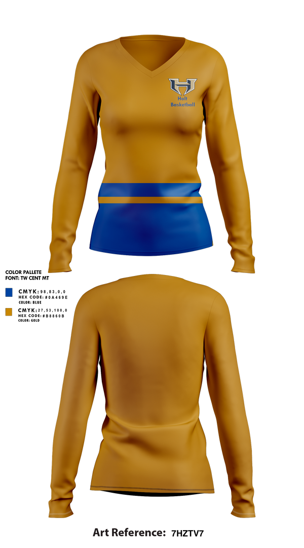 Womens Long Sleeve Vneck Shirt, Holt High School Basketball, Women's Basketball, Teamtime, Team time, sublimation, custom sports apparel, team uniforms, spirit wear, spiritwear, sports uniforms, custom shirts, team store, custom team store, fundraiser sports, apparel fundraiser