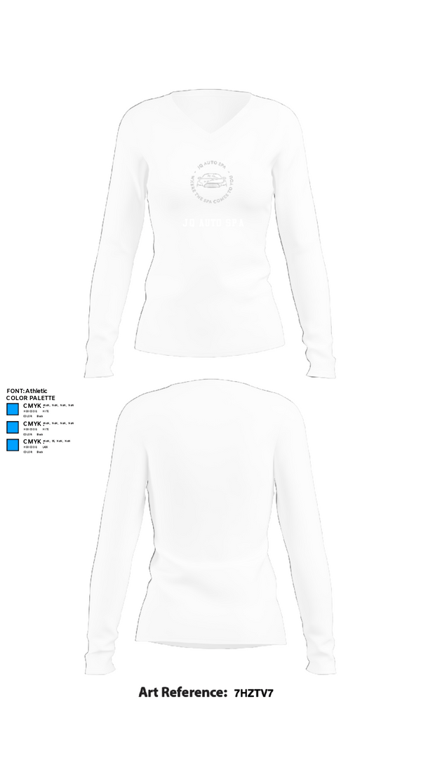 Women's Long Sleeve Vneck Shirt, JQ Auto Spa, , Teamtime, Team time, sublimation, custom sports apparel, team uniforms, spirit wear, spiritwear, sports uniforms, custom shirts, team store, custom team store, fundraiser sports, apparel fundraiser