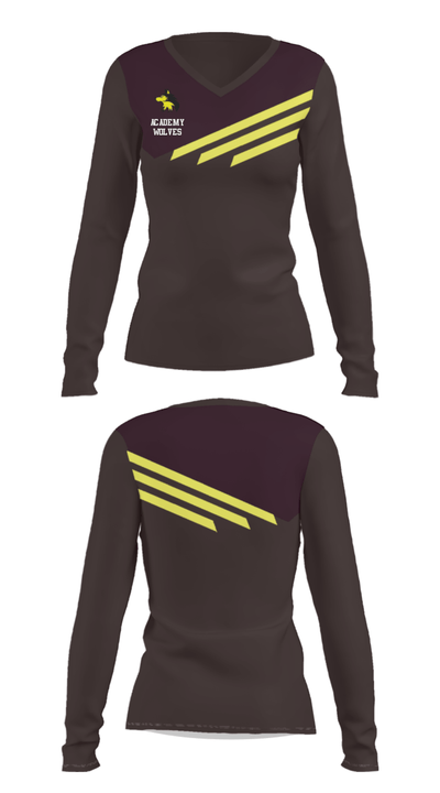 Academy Wolves 37011812 Women's Long Sleeve V-neck Shirt - 28