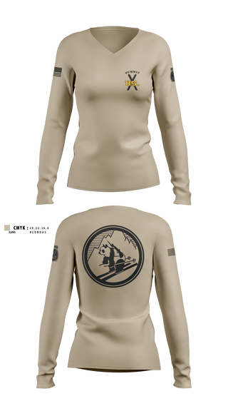Womens Long Sleeve Vneck Shirt, Diesel, 3-71CAV, Army, Teamtime, Team time, sublimation, custom sports apparel, team uniforms, spirit wear, spiritwear, sports uniforms, custom shirts, team store, custom team store, fundraiser sports, apparel fundraiser