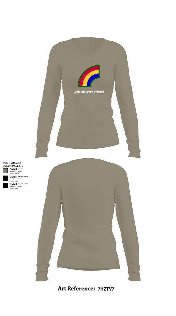 Womens Long Sleeve Vneck Shirt, 42ND Infantry Division, Army, Teamtime, Team time, sublimation, custom sports apparel, team uniforms, spirit wear, spiritwear, sports uniforms, custom shirts, team store, custom team store, fundraiser sports, apparel fundraiser
