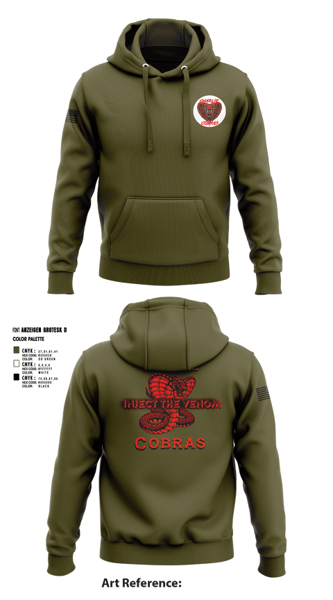 Hoodie, Charlie Company Cobras, Army, Teamtime, Team time, sublimation, custom sports apparel, team uniforms, spirit wear, spiritwear, sports uniforms, custom shirts, team store, custom team store, fundraiser sports, apparel fundraiser
