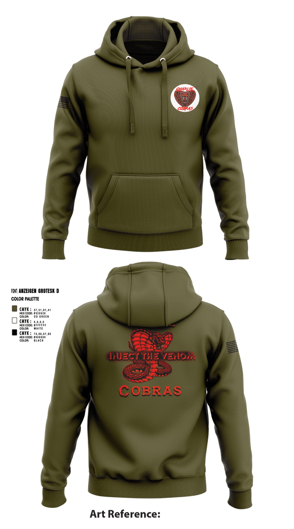 Hoodie, Charlie Company Cobras, Army, Teamtime, Team time, sublimation, custom sports apparel, team uniforms, spirit wear, spiritwear, sports uniforms, custom shirts, team store, custom team store, fundraiser sports, apparel fundraiser