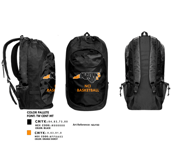 Gear Bag, NCI, Men's Basketball, Teamtime, Team time, sublimation, custom sports apparel, team uniforms, spirit wear, spiritwear, sports uniforms, custom shirts, team store, custom team store, fundraiser sports, apparel fundraiser