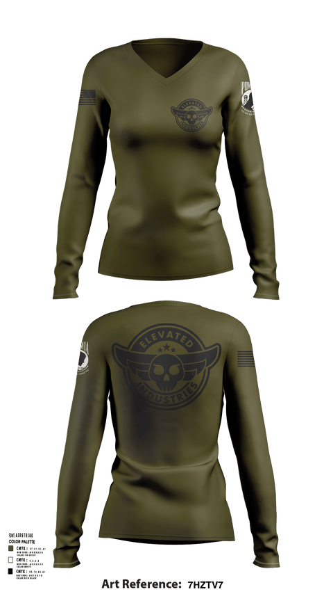 Womens Long Sleeve Vneck Shirt, Elevated Industries, , Teamtime, Team time, sublimation, custom sports apparel, team uniforms, spirit wear, spiritwear, sports uniforms, custom shirts, team store, custom team store, fundraiser sports, apparel fundraiser