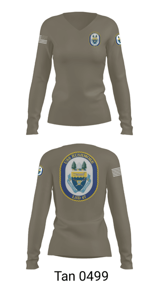 Women's Long Sleeve Vneck Shirt, USS RUSHMORE, Navy, Teamtime, Team time, sublimation, custom sports apparel, team uniforms, spirit wear, spiritwear, sports uniforms, custom shirts, team store, custom team store, fundraiser sports, apparel fundraiser
