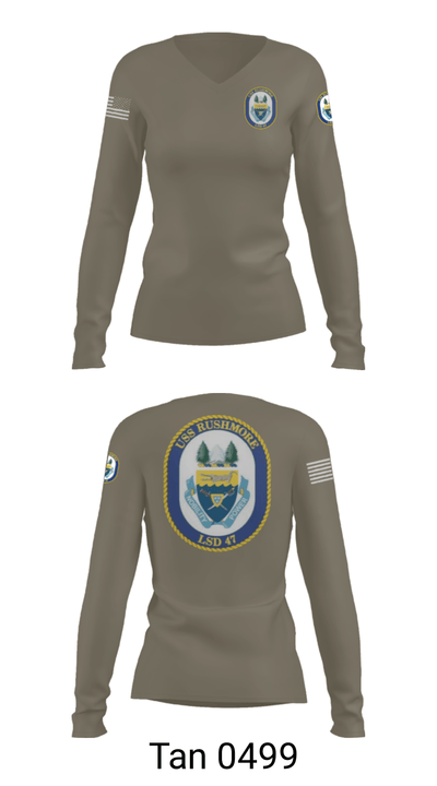 USS RUSHMORE 78932182 Women's Long Sleeve V-neck Shirt - 73