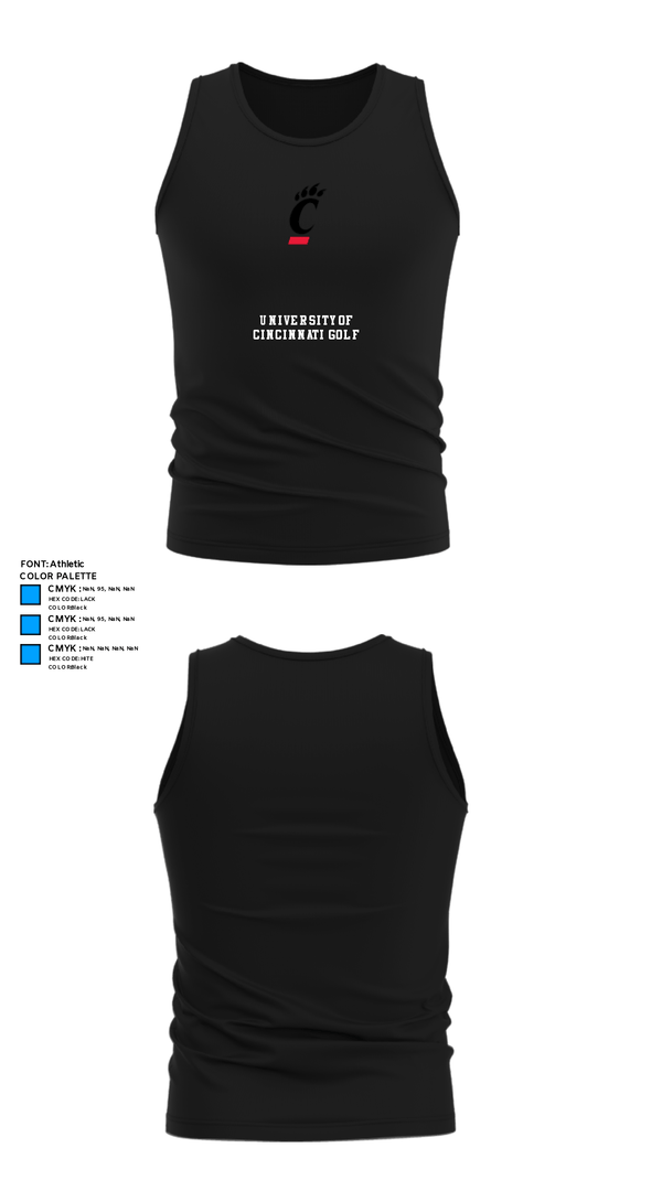 Tank Top, University of Cincinnati Golf, Golf, Teamtime, Team time, sublimation, custom sports apparel, team uniforms, spirit wear, spiritwear, sports uniforms, custom shirts, team store, custom team store, fundraiser sports, apparel fundraiser