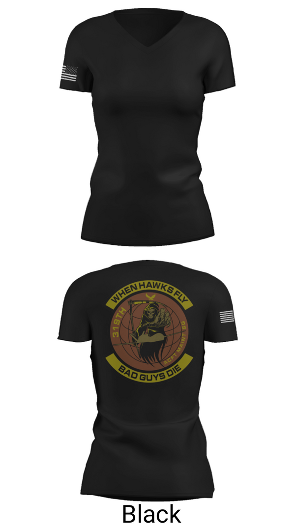 Women's Short Sleeve Vneck Shirt, 319th Maintenance Squadron, Air Force, Teamtime, Team time, sublimation, custom sports apparel, team uniforms, spirit wear, spiritwear, sports uniforms, custom shirts, team store, custom team store, fundraiser sports, apparel fundraiser