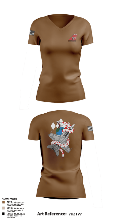 VFA-102 23546693 Women's Short Sleeve V-neck Shirt - 1