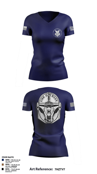 Womens Short Sleeve Vneck Shirt, USS Patriot, Navy, Teamtime, Team time, sublimation, custom sports apparel, team uniforms, spirit wear, spiritwear, sports uniforms, custom shirts, team store, custom team store, fundraiser sports, apparel fundraiser