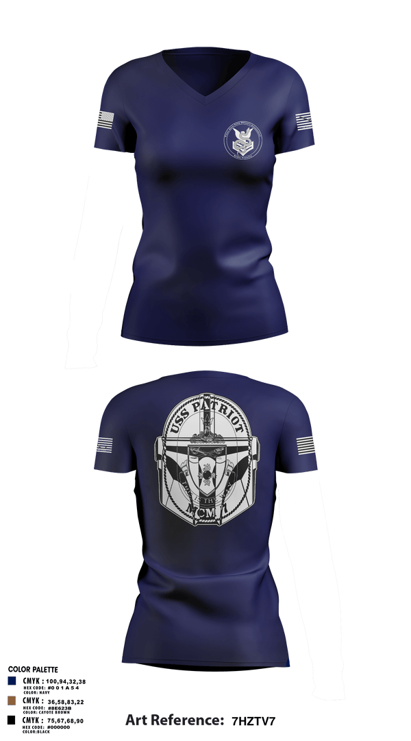 Womens Short Sleeve Vneck Shirt, USS Patriot, Navy, Teamtime, Team time, sublimation, custom sports apparel, team uniforms, spirit wear, spiritwear, sports uniforms, custom shirts, team store, custom team store, fundraiser sports, apparel fundraiser