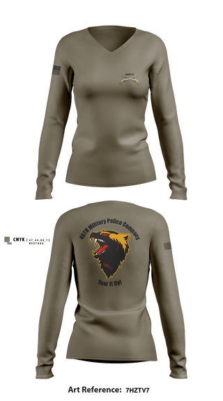 Womens Long Sleeve Vneck Shirt, 46th Military Police Company, , Teamtime, Team time, sublimation, custom sports apparel, team uniforms, spirit wear, spiritwear, sports uniforms, custom shirts, team store, custom team store, fundraiser sports, apparel fundraiser