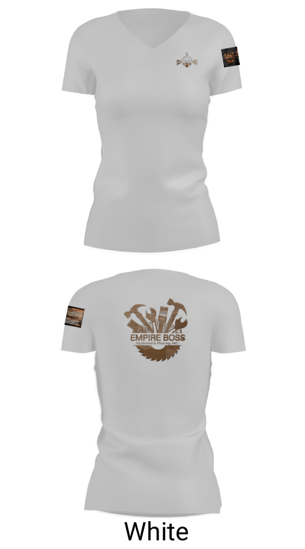 Women's Short Sleeve Vneck Shirt, Empire Boss Hardwood & Flooring, INC, , Teamtime, Team time, sublimation, custom sports apparel, team uniforms, spirit wear, spiritwear, sports uniforms, custom shirts, team store, custom team store, fundraiser sports, apparel fundraiser
