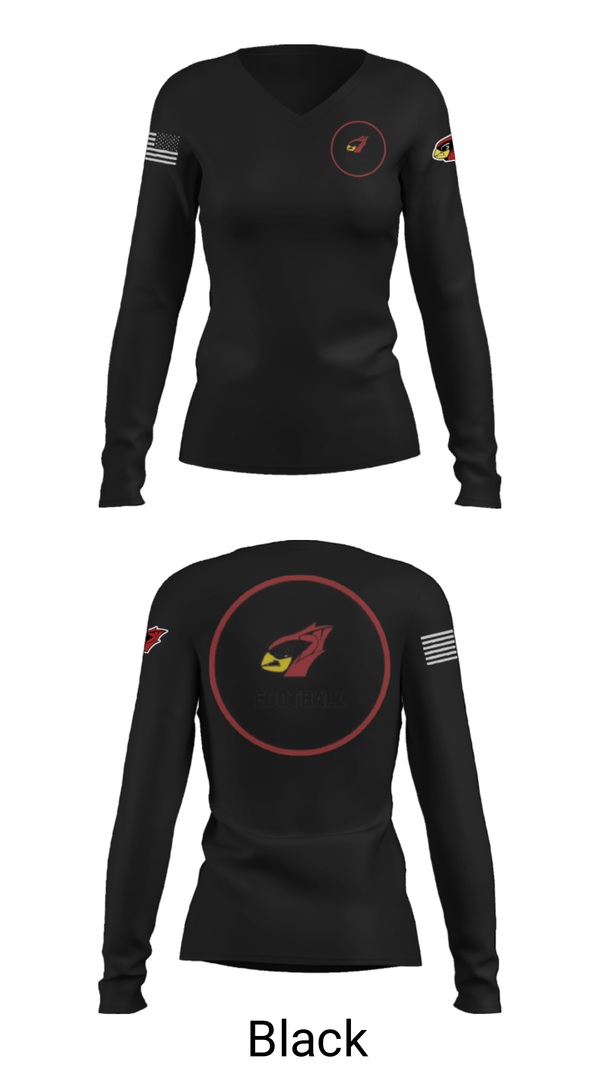 Women's Long Sleeve Vneck Shirt, Del valle cardinals, Football, Teamtime, Team time, sublimation, custom sports apparel, team uniforms, spirit wear, spiritwear, sports uniforms, custom shirts, team store, custom team store, fundraiser sports, apparel fundraiser