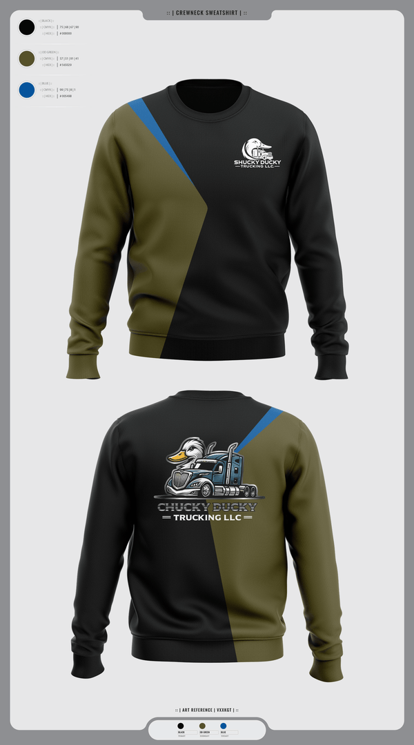 Crew Neck Sweatshirt, Shucky Ducky Trucking, , Teamtime, Team time, sublimation, custom sports apparel, team uniforms, spirit wear, spiritwear, sports uniforms, custom shirts, team store, custom team store, fundraiser sports, apparel fundraiser