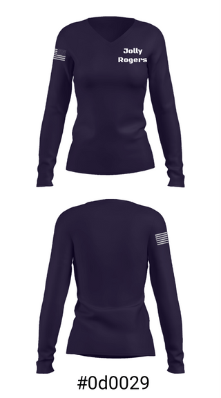 Women's Long Sleeve Vneck Shirt, Jolly Rogers, Navy, Teamtime, Team time, sublimation, custom sports apparel, team uniforms, spirit wear, spiritwear, sports uniforms, custom shirts, team store, custom team store, fundraiser sports, apparel fundraiser