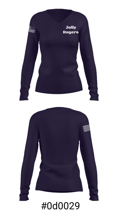 Jolly Rogers 59325184 Women's Long Sleeve V-neck Shirt - 10