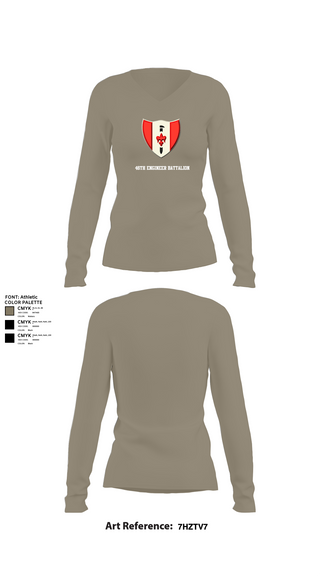Womens Long Sleeve Vneck Shirt, 46th Engineer Battalion, Army, Teamtime, Team time, sublimation, custom sports apparel, team uniforms, spirit wear, spiritwear, sports uniforms, custom shirts, team store, custom team store, fundraiser sports, apparel fundraiser