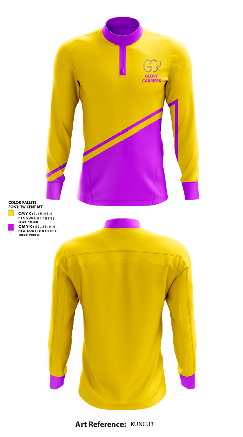 Quarter Zip Jacket, Glory Carriers, Track & Field, Teamtime, Team time, sublimation, custom sports apparel, team uniforms, spirit wear, spiritwear, sports uniforms, custom shirts, team store, custom team store, fundraiser sports, apparel fundraiser