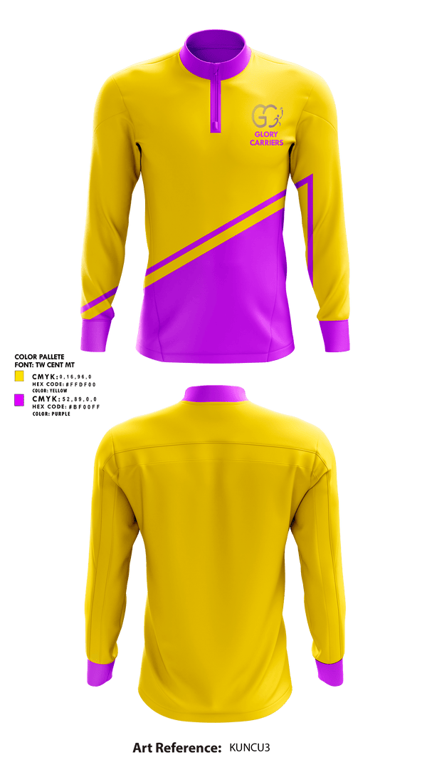 Quarter Zip Jacket, Glory Carriers, Track & Field, Teamtime, Team time, sublimation, custom sports apparel, team uniforms, spirit wear, spiritwear, sports uniforms, custom shirts, team store, custom team store, fundraiser sports, apparel fundraiser