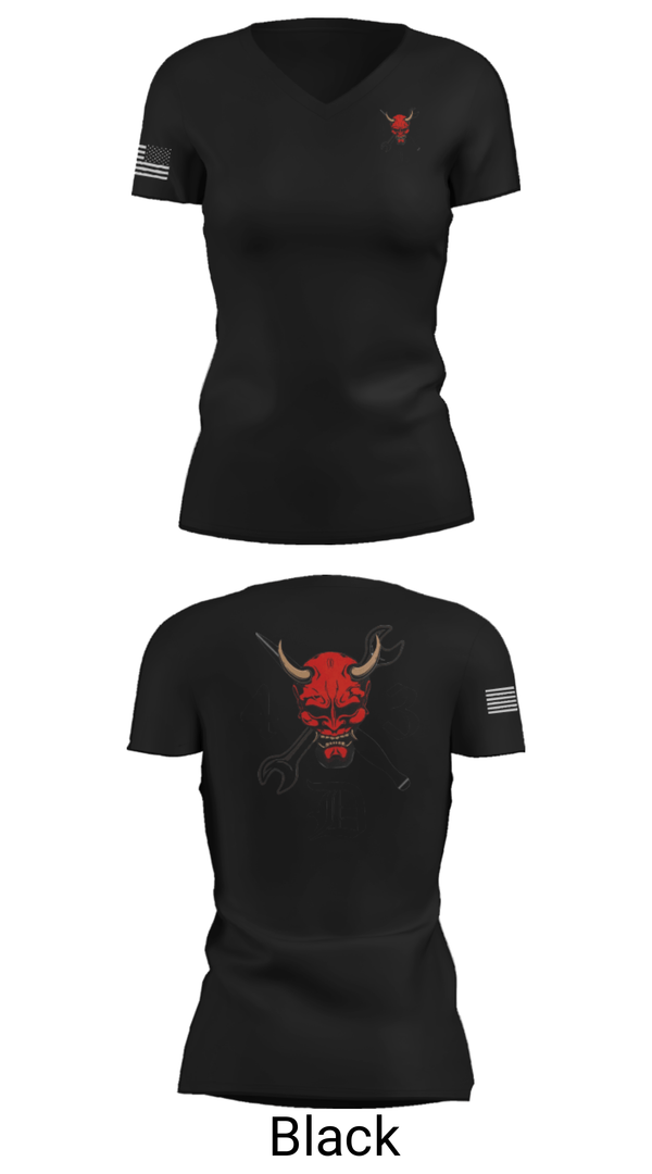 Women's Short Sleeve Vneck Shirt, 4-3 DEMONS, Army, Teamtime, Team time, sublimation, custom sports apparel, team uniforms, spirit wear, spiritwear, sports uniforms, custom shirts, team store, custom team store, fundraiser sports, apparel fundraiser