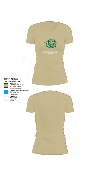 Wayland Union Middle School Wrestling 74603819 Women's Short Sleeve V-neck Shirt - 34