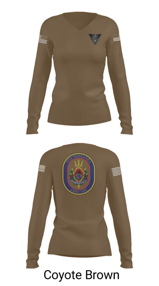 Women's Long Sleeve Vneck Shirt, USS Nebraska, Navy, Teamtime, Team time, sublimation, custom sports apparel, team uniforms, spirit wear, spiritwear, sports uniforms, custom shirts, team store, custom team store, fundraiser sports, apparel fundraiser