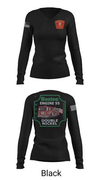 Womens Long Sleeve Vneck Shirt 1, Boston Fire Department Engine 55, , Teamtime, Team time, sublimation, custom sports apparel, team uniforms, spirit wear, spiritwear, sports uniforms, custom shirts, team store, custom team store, fundraiser sports, apparel fundraiser