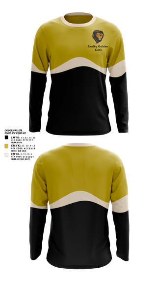 Long Sleeve Performance Shirt, Shelby Golden Lions, Track & Field, Teamtime, Team time, sublimation, custom sports apparel, team uniforms, spirit wear, spiritwear, sports uniforms, custom shirts, team store, custom team store, fundraiser sports, apparel fundraiser
