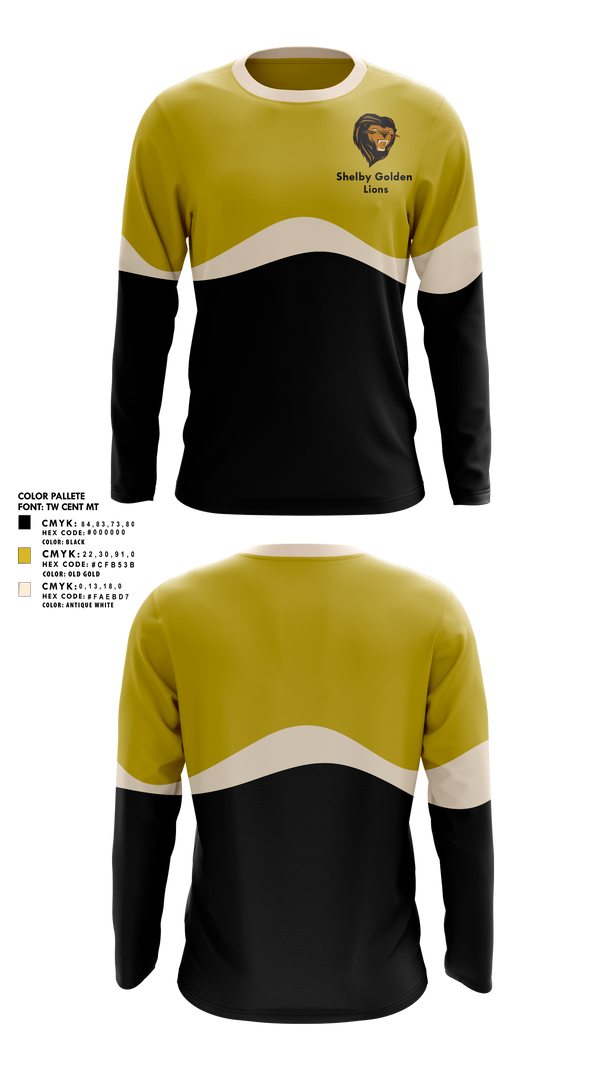 Long Sleeve Performance Shirt, Shelby Golden Lions, Track & Field, Teamtime, Team time, sublimation, custom sports apparel, team uniforms, spirit wear, spiritwear, sports uniforms, custom shirts, team store, custom team store, fundraiser sports, apparel fundraiser