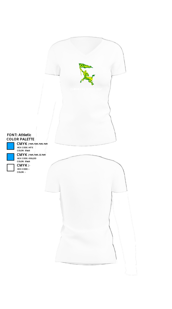 Womens Short Sleeve Vneck Shirt, Clinton High School Golf, Golf, Teamtime, Team time, sublimation, custom sports apparel, team uniforms, spirit wear, spiritwear, sports uniforms, custom shirts, team store, custom team store, fundraiser sports, apparel fundraiser