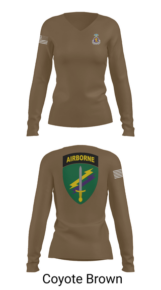 Womens Long Sleeve Vneck Shirt, Civil Affairs Schoolhouse, , Teamtime, Team time, sublimation, custom sports apparel, team uniforms, spirit wear, spiritwear, sports uniforms, custom shirts, team store, custom team store, fundraiser sports, apparel fundraiser
