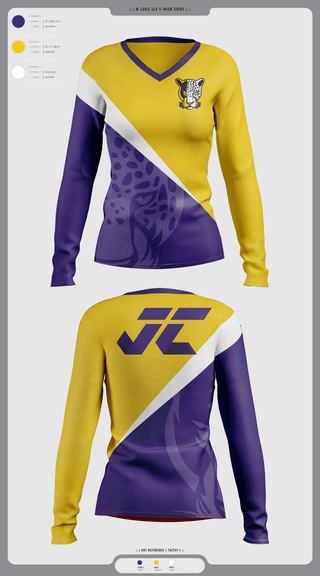 Womens Long Sleeve Vneck Shirt, Jacksonville College Cross Country, Cross Country, Teamtime, Team time, sublimation, custom sports apparel, team uniforms, spirit wear, spiritwear, sports uniforms, custom shirts, team store, custom team store, fundraiser sports, apparel fundraiser