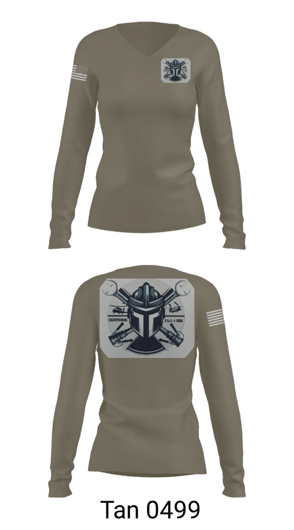 Women's Long Sleeve Vneck Shirt, 2-4 GSAB ECHO CO., Army, Teamtime, Team time, sublimation, custom sports apparel, team uniforms, spirit wear, spiritwear, sports uniforms, custom shirts, team store, custom team store, fundraiser sports, apparel fundraiser