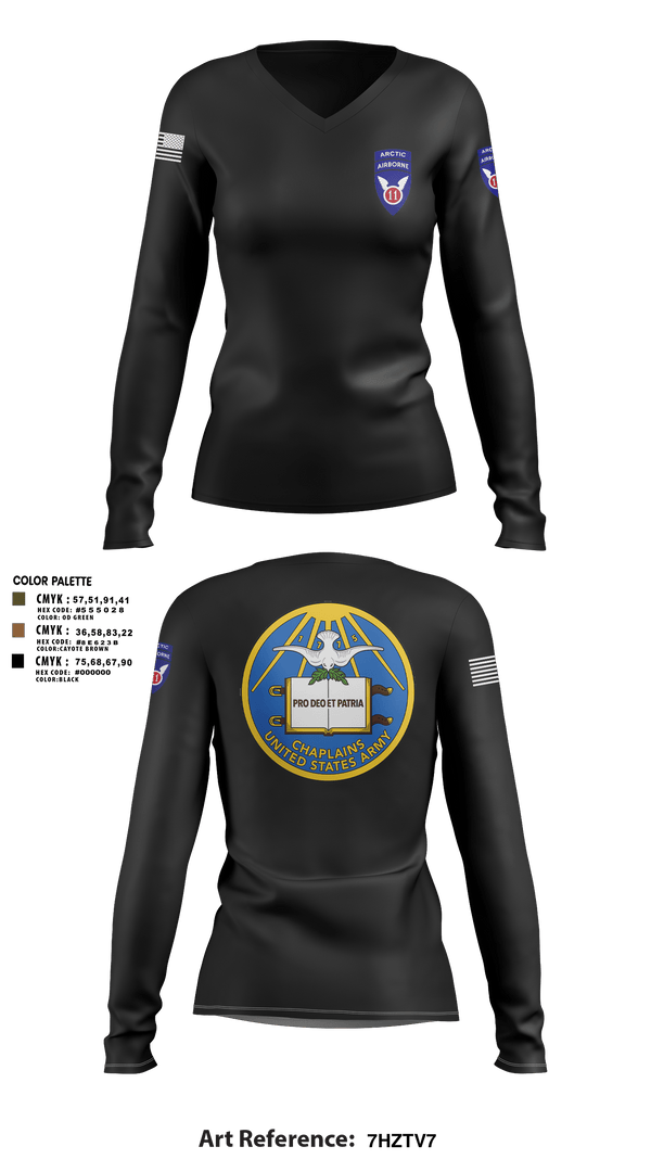 Womens Long Sleeve Vneck Shirt, 11th Infantry Division (ABN), Army, Teamtime, Team time, sublimation, custom sports apparel, team uniforms, spirit wear, spiritwear, sports uniforms, custom shirts, team store, custom team store, fundraiser sports, apparel fundraiser