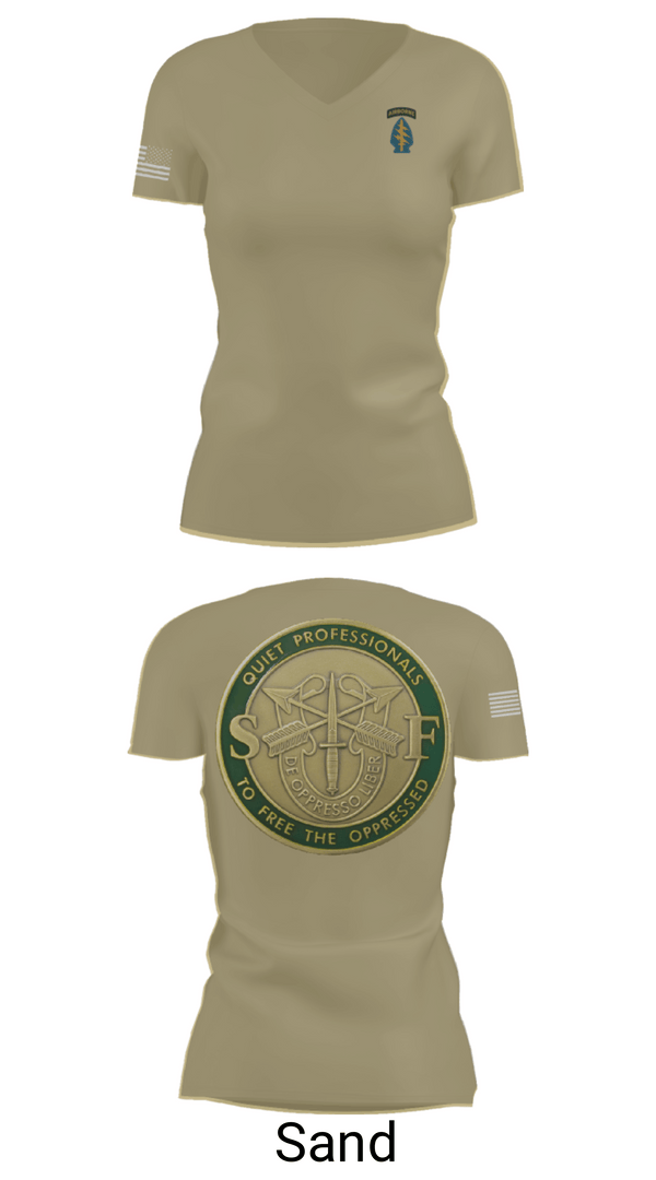Women's Short Sleeve Vneck Shirt, Echo 20th SFG, National Guard, Teamtime, Team time, sublimation, custom sports apparel, team uniforms, spirit wear, spiritwear, sports uniforms, custom shirts, team store, custom team store, fundraiser sports, apparel fundraiser