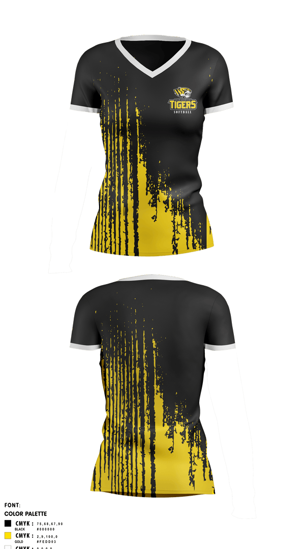Womens Short Sleeve Vneck Shirt, Halls Junior High School, Softball, Teamtime, Team time, sublimation, custom sports apparel, team uniforms, spirit wear, spiritwear, sports uniforms, custom shirts, team store, custom team store, fundraiser sports, apparel fundraiser