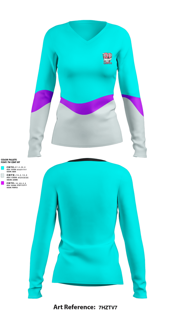 Womens Long Sleeve Vneck Shirt, Gloss TwentyOne, , Teamtime, Team time, sublimation, custom sports apparel, team uniforms, spirit wear, spiritwear, sports uniforms, custom shirts, team store, custom team store, fundraiser sports, apparel fundraiser
