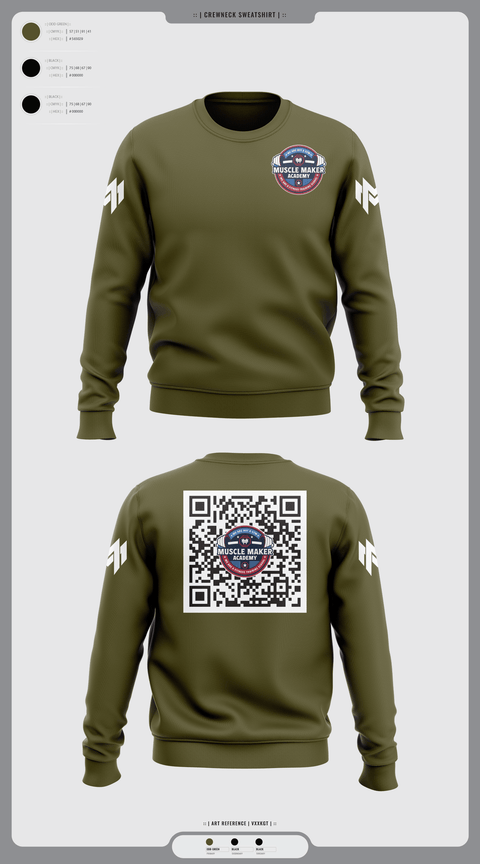 Crew Neck Sweatshirt, Muscle Maker Academy, Space Force, Teamtime, Team time, sublimation, custom sports apparel, team uniforms, spirit wear, spiritwear, sports uniforms, custom shirts, team store, custom team store, fundraiser sports, apparel fundraiser