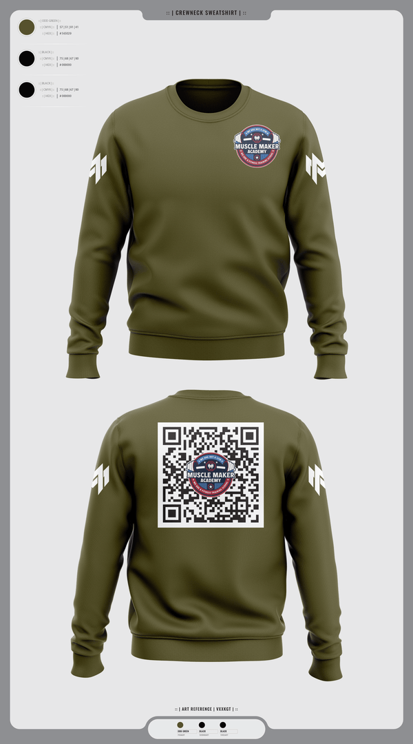 Crew Neck Sweatshirt, Muscle Maker Academy, Space Force, Teamtime, Team time, sublimation, custom sports apparel, team uniforms, spirit wear, spiritwear, sports uniforms, custom shirts, team store, custom team store, fundraiser sports, apparel fundraiser