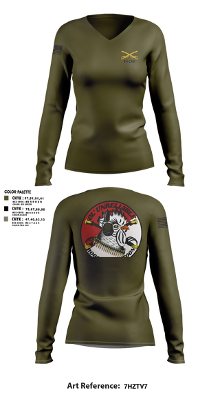 Womens Long Sleeve Vneck Shirt, 1-1 cav, , Teamtime, Team time, sublimation, custom sports apparel, team uniforms, spirit wear, spiritwear, sports uniforms, custom shirts, team store, custom team store, fundraiser sports, apparel fundraiser