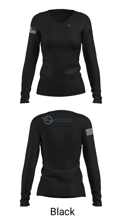 Women's Long Sleeve Vneck Shirt, Tauchwerkstatt.eu, , Teamtime, Team time, sublimation, custom sports apparel, team uniforms, spirit wear, spiritwear, sports uniforms, custom shirts, team store, custom team store, fundraiser sports, apparel fundraiser