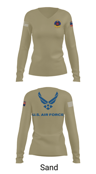 Womens Long Sleeve Vneck Shirt 1, 4th Component Maintenance Squadron, , Teamtime, Team time, sublimation, custom sports apparel, team uniforms, spirit wear, spiritwear, sports uniforms, custom shirts, team store, custom team store, fundraiser sports, apparel fundraiser