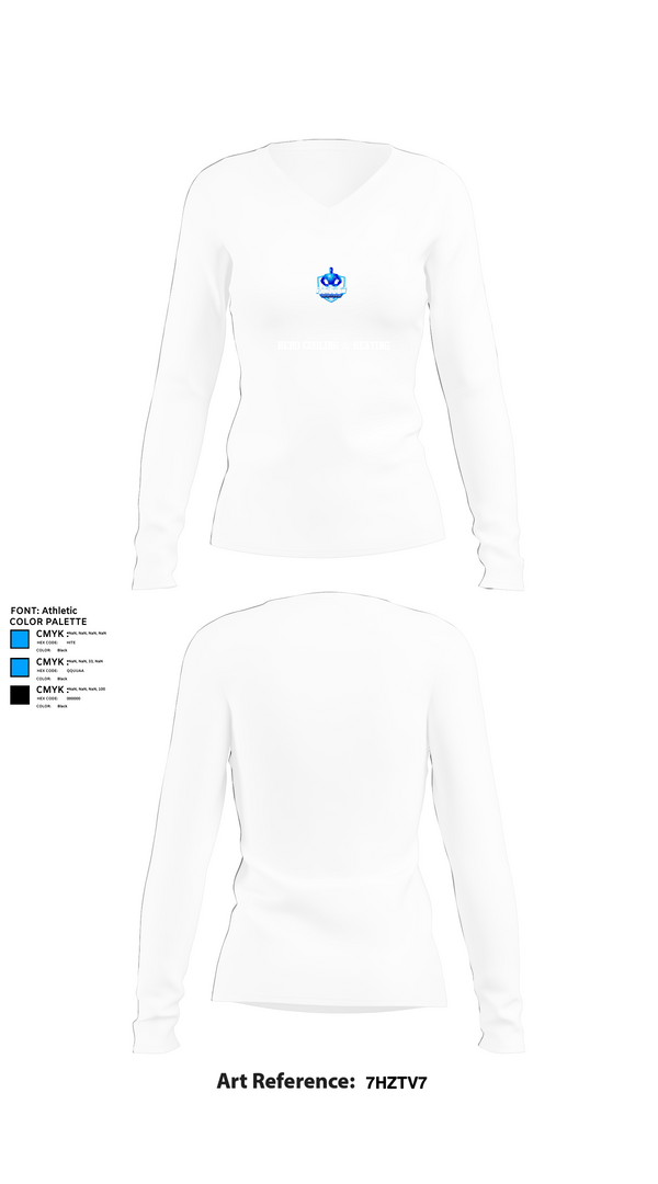 Womens Long Sleeve Vneck Shirt, Hero Cooling & Heating, , Teamtime, Team time, sublimation, custom sports apparel, team uniforms, spirit wear, spiritwear, sports uniforms, custom shirts, team store, custom team store, fundraiser sports, apparel fundraiser