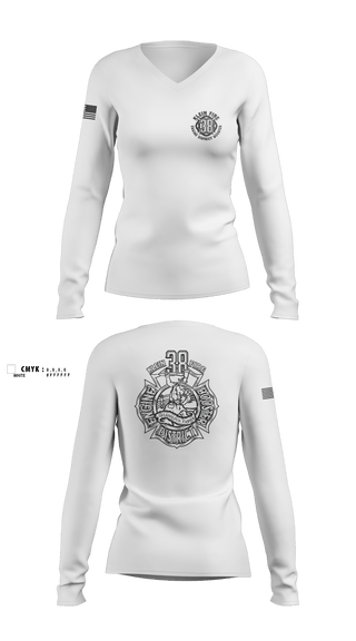 Womens Long Sleeve Vneck Shirt, Klein Fire 38, Fire Department, Teamtime, Team time, sublimation, custom sports apparel, team uniforms, spirit wear, spiritwear, sports uniforms, custom shirts, team store, custom team store, fundraiser sports, apparel fundraiser