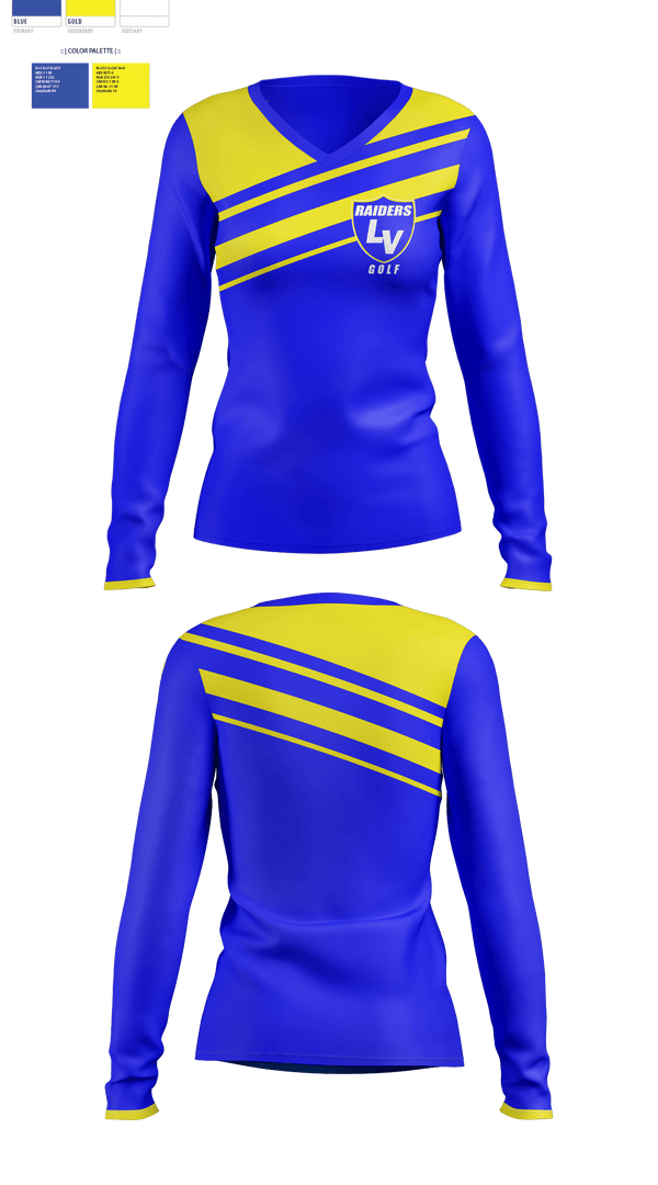 Womens Long Sleeve Vneck Shirt, Logan View High School Golf, Golf, Teamtime, Team time, sublimation, custom sports apparel, team uniforms, spirit wear, spiritwear, sports uniforms, custom shirts, team store, custom team store, fundraiser sports, apparel fundraiser